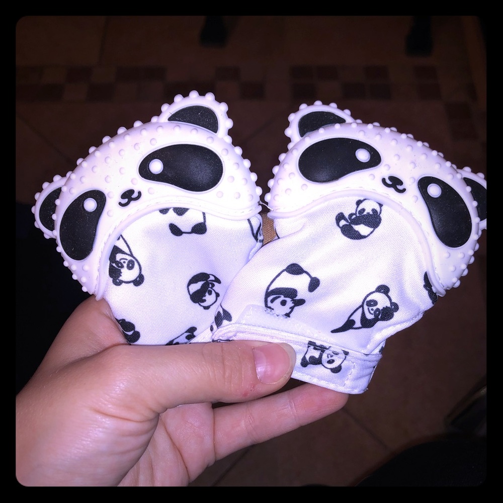 Panda teething mittens